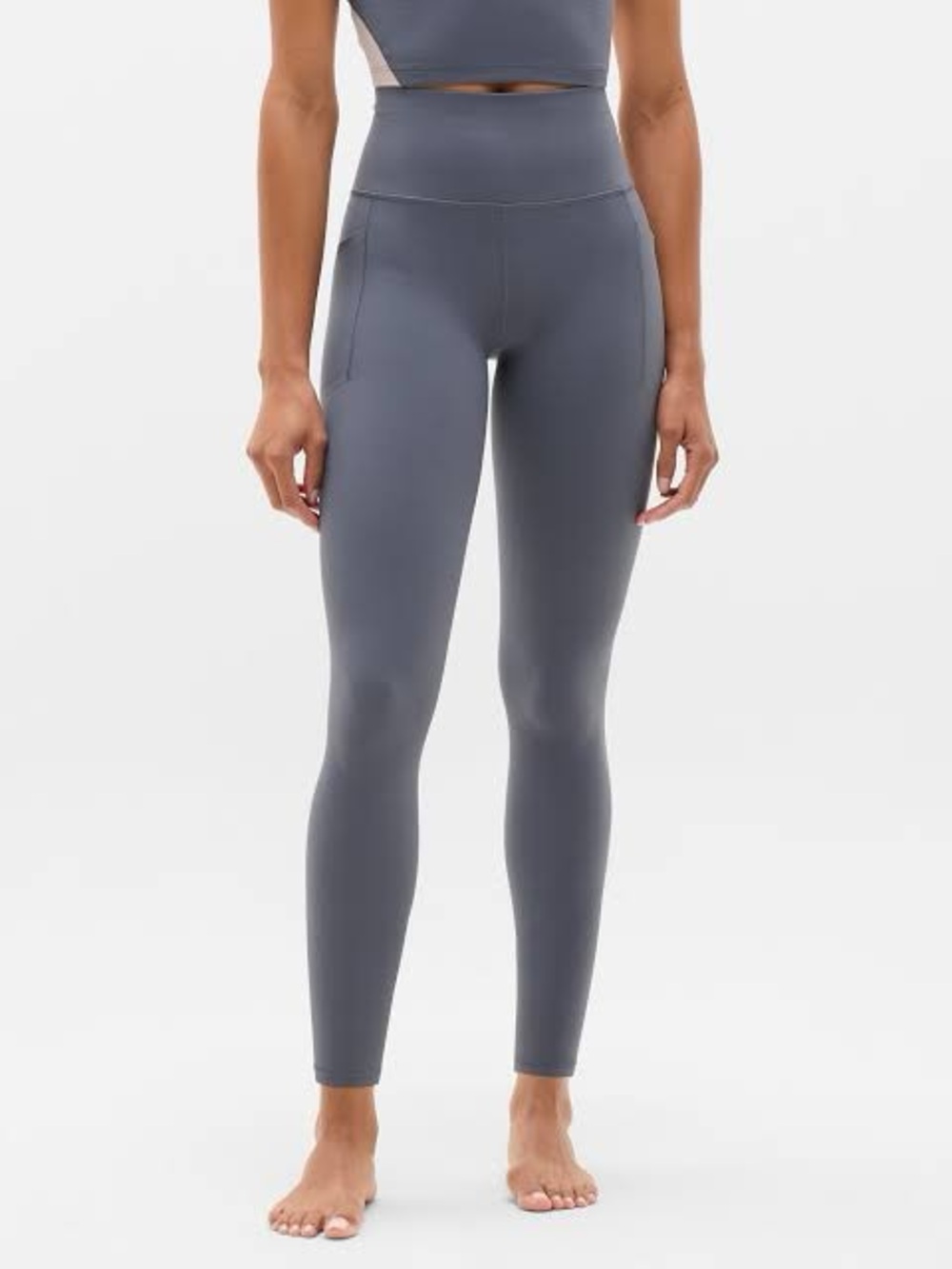 Athleta Salutation Stash Pocket II 7/8 Tight Gray Purple Size ST